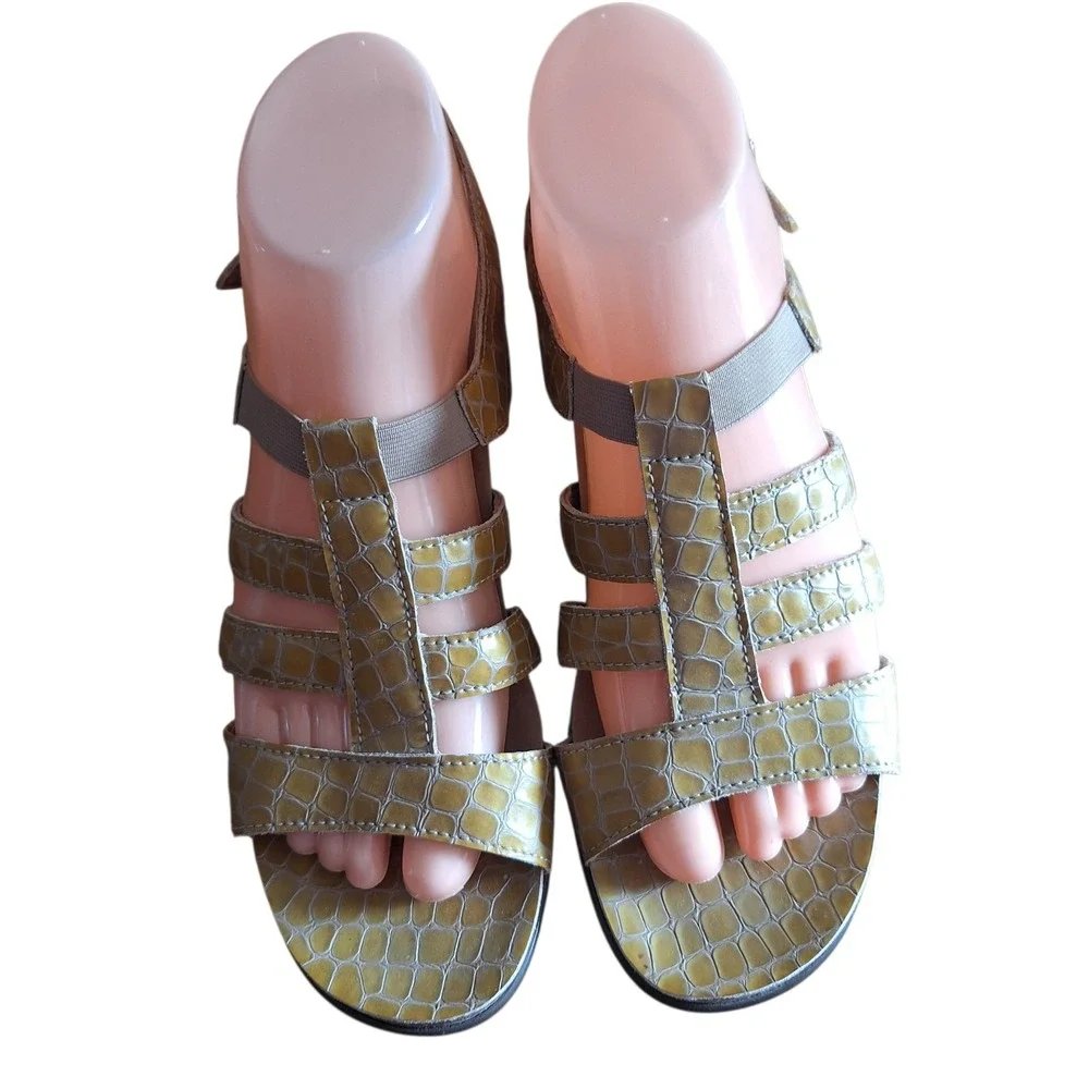 SAS Allegro Mustard Yellow Leather Slingback Sandal Heels Size 8.5N‎ Comfort